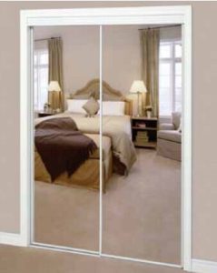 Top Roll Steel Framed Sliding Mirror Door