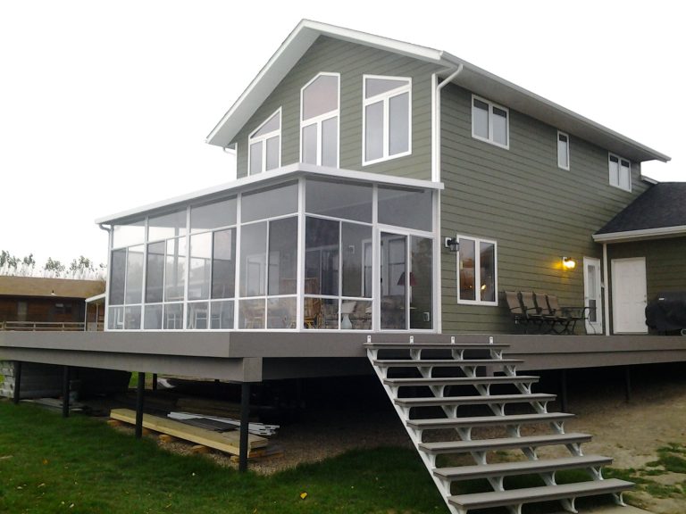 Modern sunroom on large deck